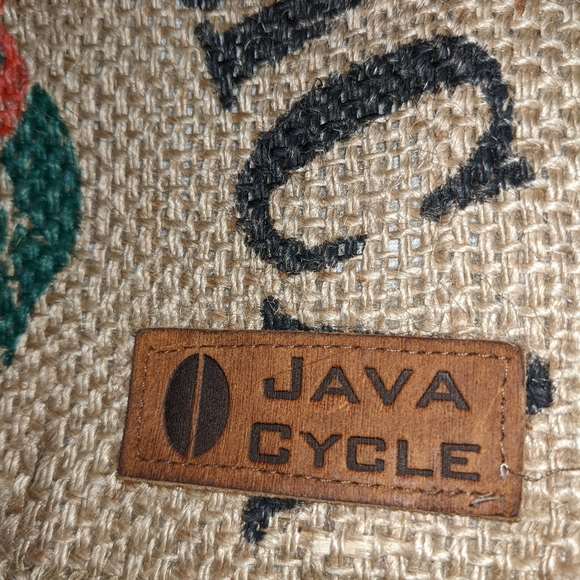 Java Cycle Satchel Recycled Coffee Bean Bag Purse Burlap - Picture 2 of 5